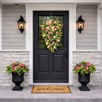Artificial Tulip Door Swag with Greenery Leaves and Burlap Bow
