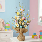 Easter Egg Tree Decoration,Easter Table Tree Decoration, Artificial Easter Egg Tree with Burlap Base