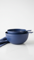 Indigo steel mixing bowl trio