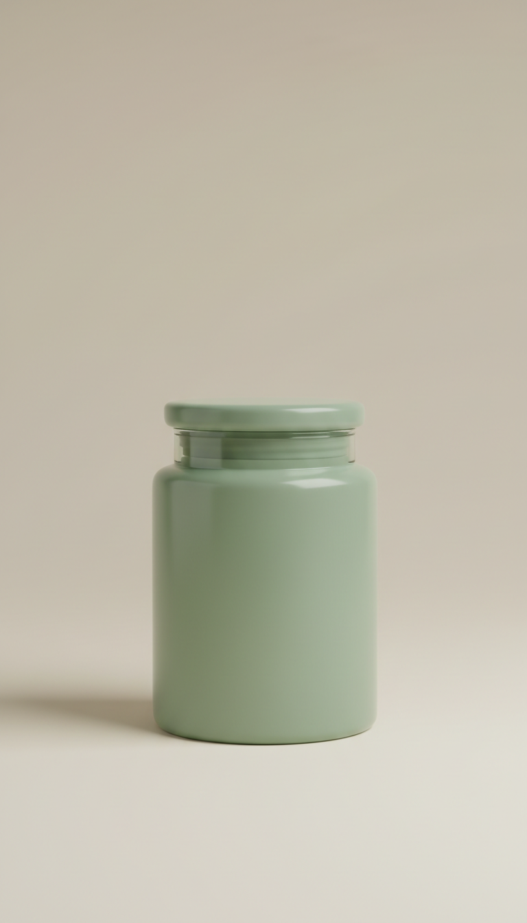 Minimalist glass storage jar, Herb Sage