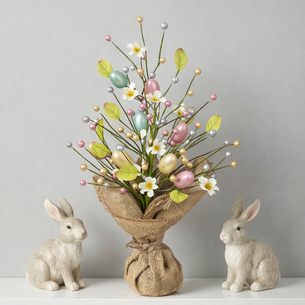 Easter Egg Tree Decoration,Easter Table Tree Decoration, Artificial Easter Egg Tree with Burlap Base