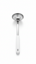 Stainless steel ladle with clean white handle