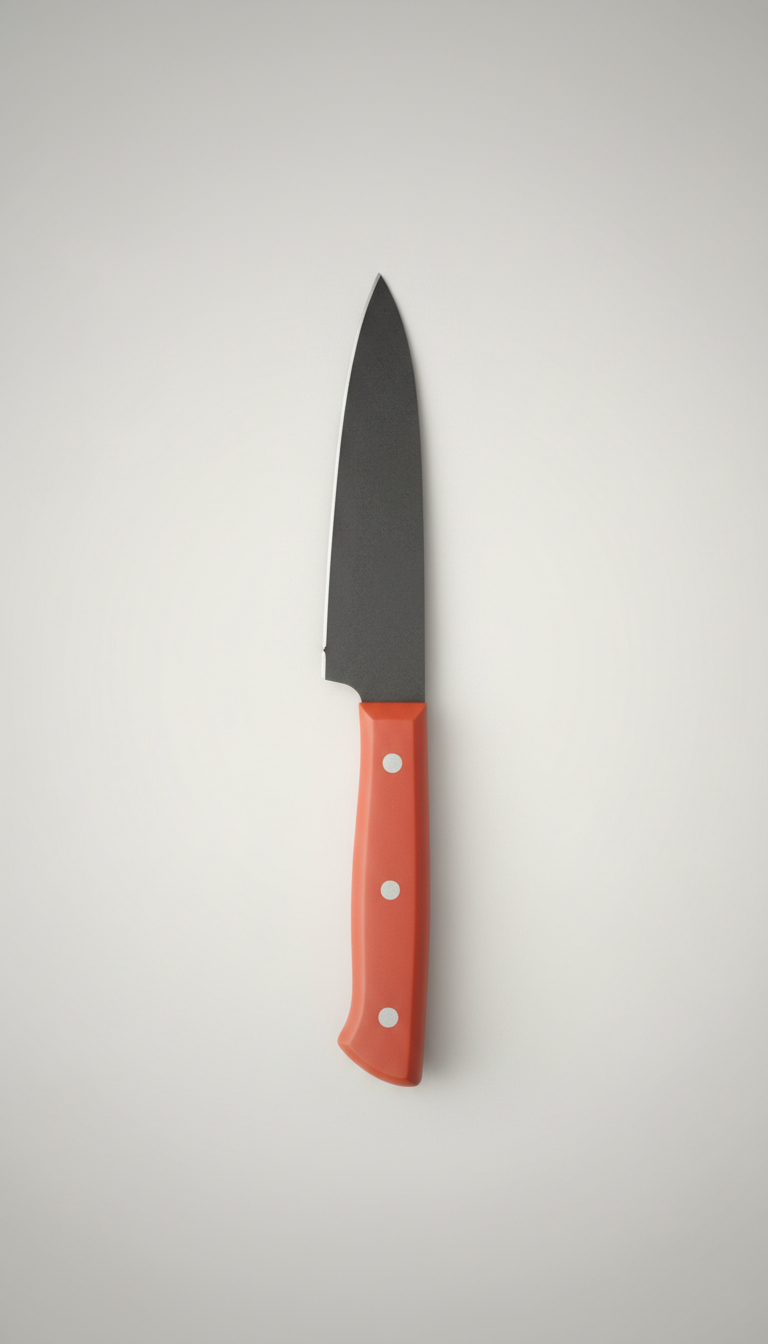 Compact chef’s knife with bold accent