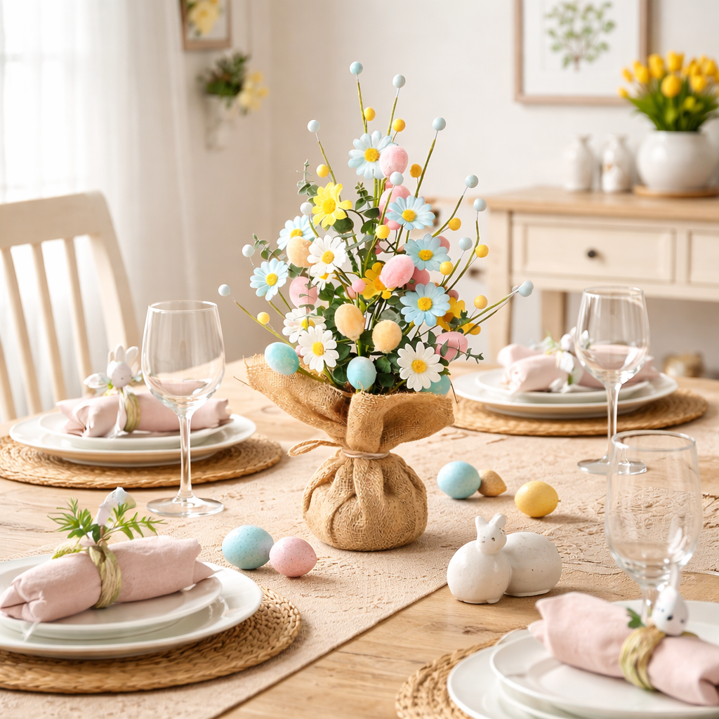 Easter Egg Tree Decoration,Easter Table Tree Decoration, Artificial Easter Egg Tree with Burlap Base