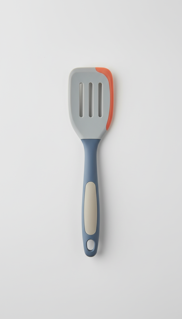 Slotted spatula with ergonomic grip