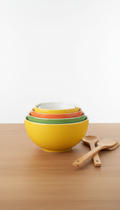 Mixing bowl set in spiced coral